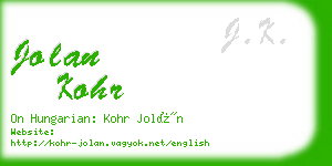 jolan kohr business card